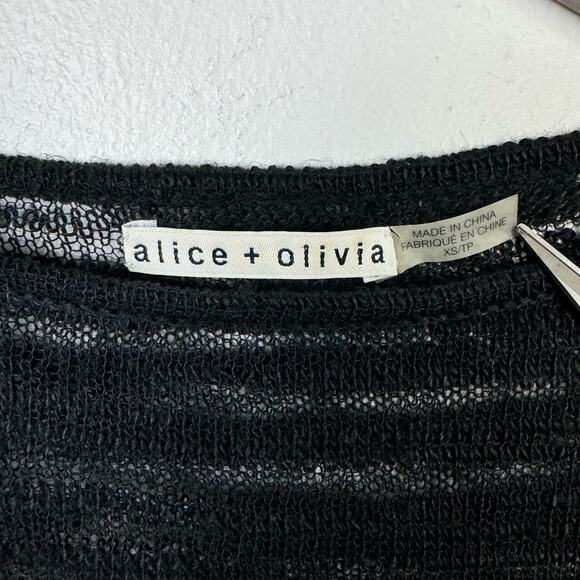 Alice + Olivia Ottoman Black & White Colorblock Linen Blend Thin Knit Sweater - Picture 7 of 9